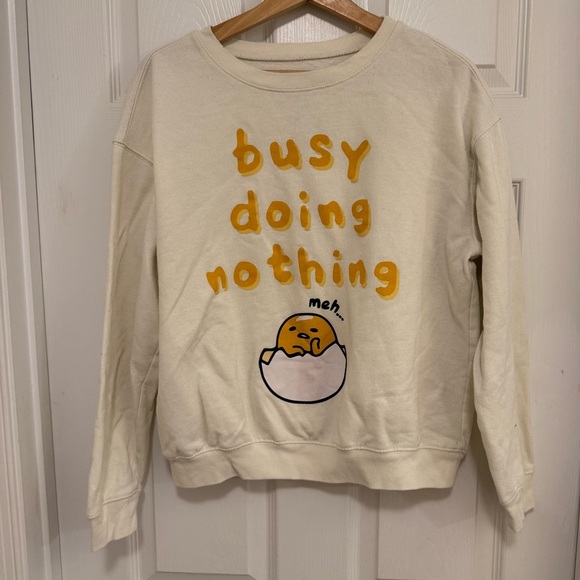 EUC Sanrio Gudetama Busy Doing Nothing Cozy Sweatshirt - Picture 2 of 4